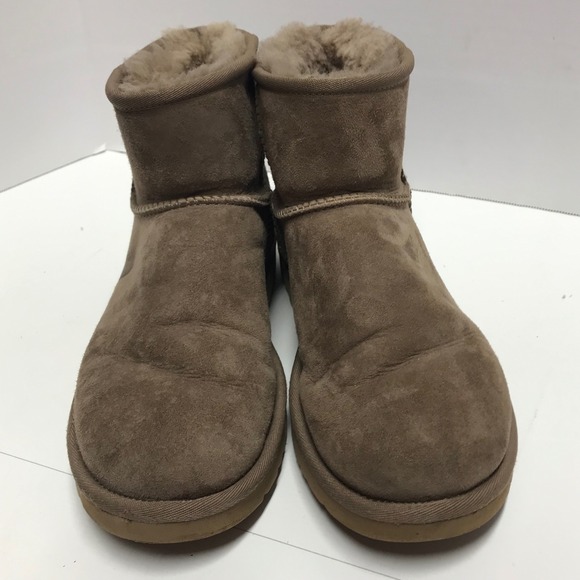 UGG Classic Mini II Taupe Brown Suede Shearling Ankle Boots 1016222 womens  9 - Picture 3 of 11